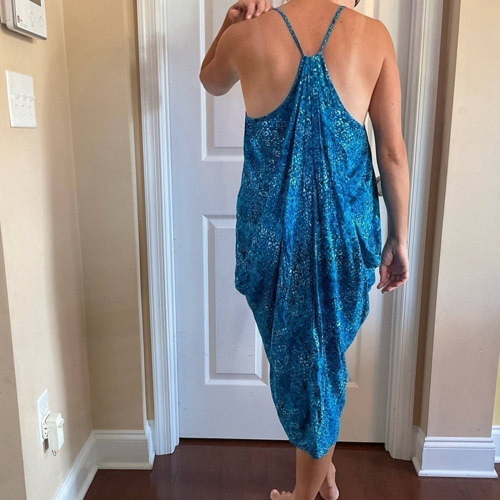 Green Dragon Women's Batik I Bleu Genevieve Wrap Dress - Picture 2 of 8